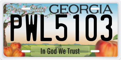 GA license plate PWL5103