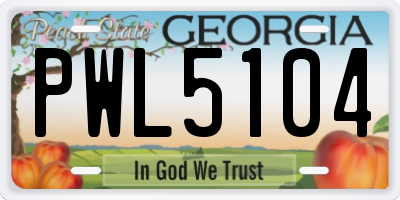 GA license plate PWL5104