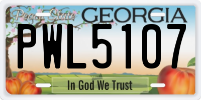 GA license plate PWL5107