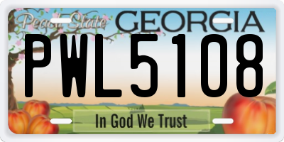 GA license plate PWL5108