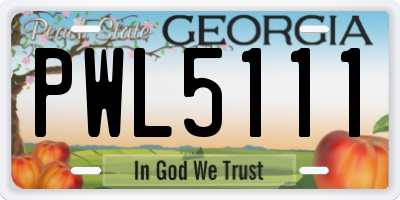 GA license plate PWL5111