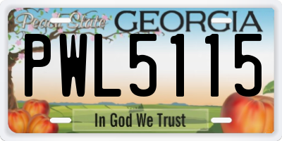 GA license plate PWL5115