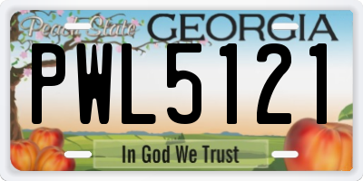 GA license plate PWL5121
