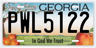 GA license plate PWL5122