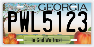 GA license plate PWL5123
