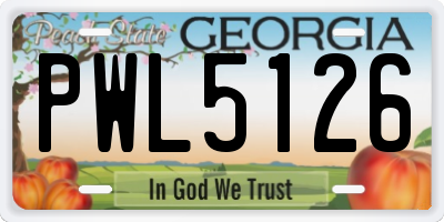 GA license plate PWL5126