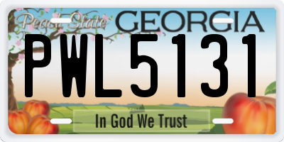 GA license plate PWL5131