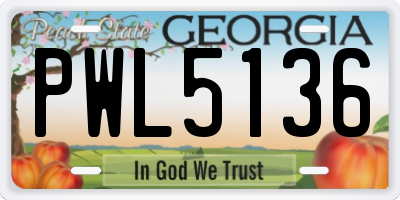 GA license plate PWL5136