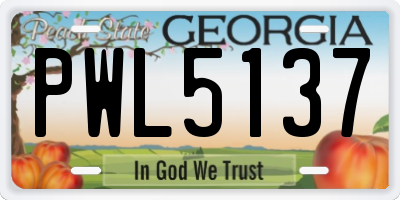 GA license plate PWL5137