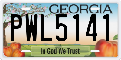 GA license plate PWL5141