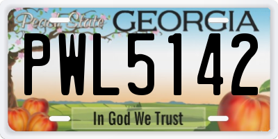 GA license plate PWL5142