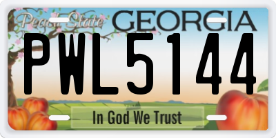 GA license plate PWL5144