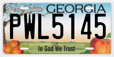 GA license plate PWL5145