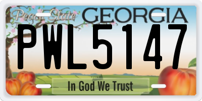 GA license plate PWL5147