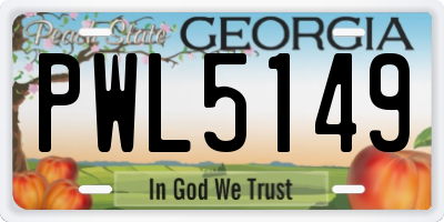 GA license plate PWL5149