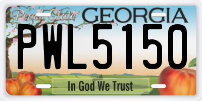 GA license plate PWL5150