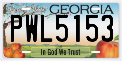 GA license plate PWL5153