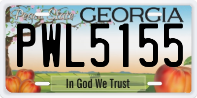 GA license plate PWL5155
