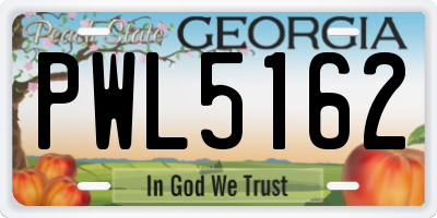 GA license plate PWL5162