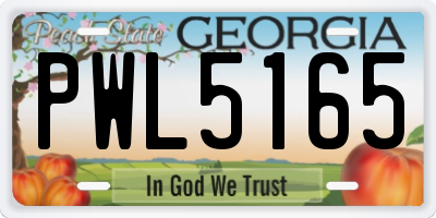 GA license plate PWL5165