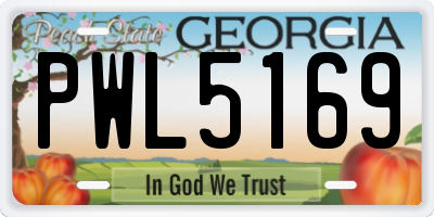 GA license plate PWL5169
