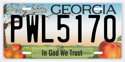 GA license plate PWL5170
