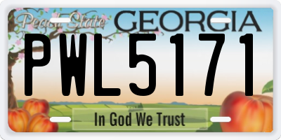 GA license plate PWL5171