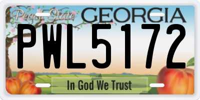GA license plate PWL5172