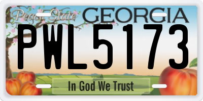 GA license plate PWL5173