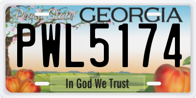 GA license plate PWL5174