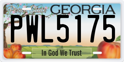 GA license plate PWL5175