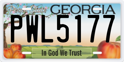 GA license plate PWL5177