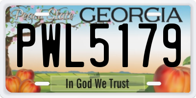 GA license plate PWL5179