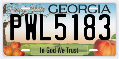 GA license plate PWL5183