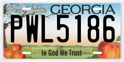GA license plate PWL5186