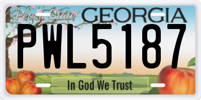 GA license plate PWL5187