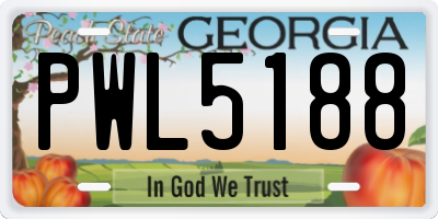 GA license plate PWL5188