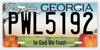 GA license plate PWL5192