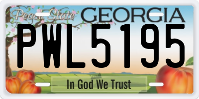 GA license plate PWL5195