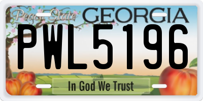 GA license plate PWL5196