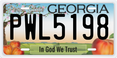 GA license plate PWL5198