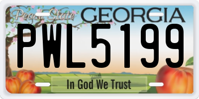 GA license plate PWL5199