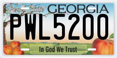 GA license plate PWL5200