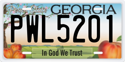 GA license plate PWL5201