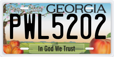 GA license plate PWL5202