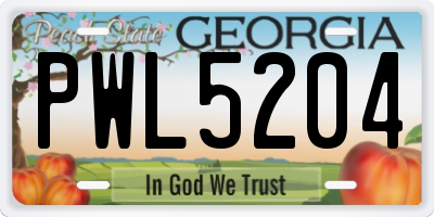 GA license plate PWL5204