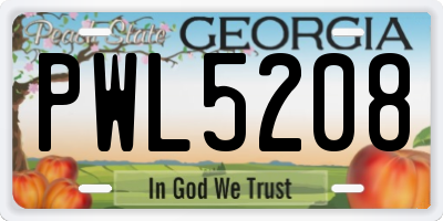 GA license plate PWL5208