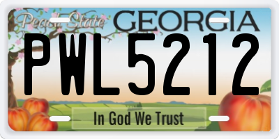 GA license plate PWL5212