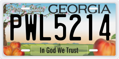 GA license plate PWL5214