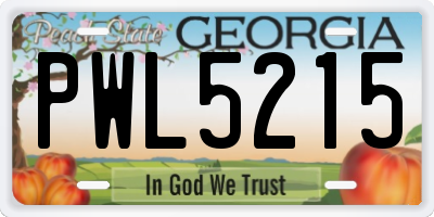 GA license plate PWL5215